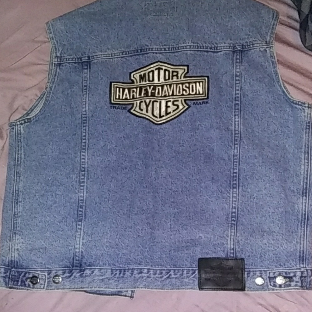Harley Davidson Blue Jean Vest  size medium